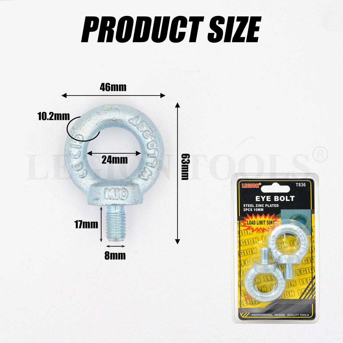 Galvanised Eye Bolt Lifting Legion Warehouse