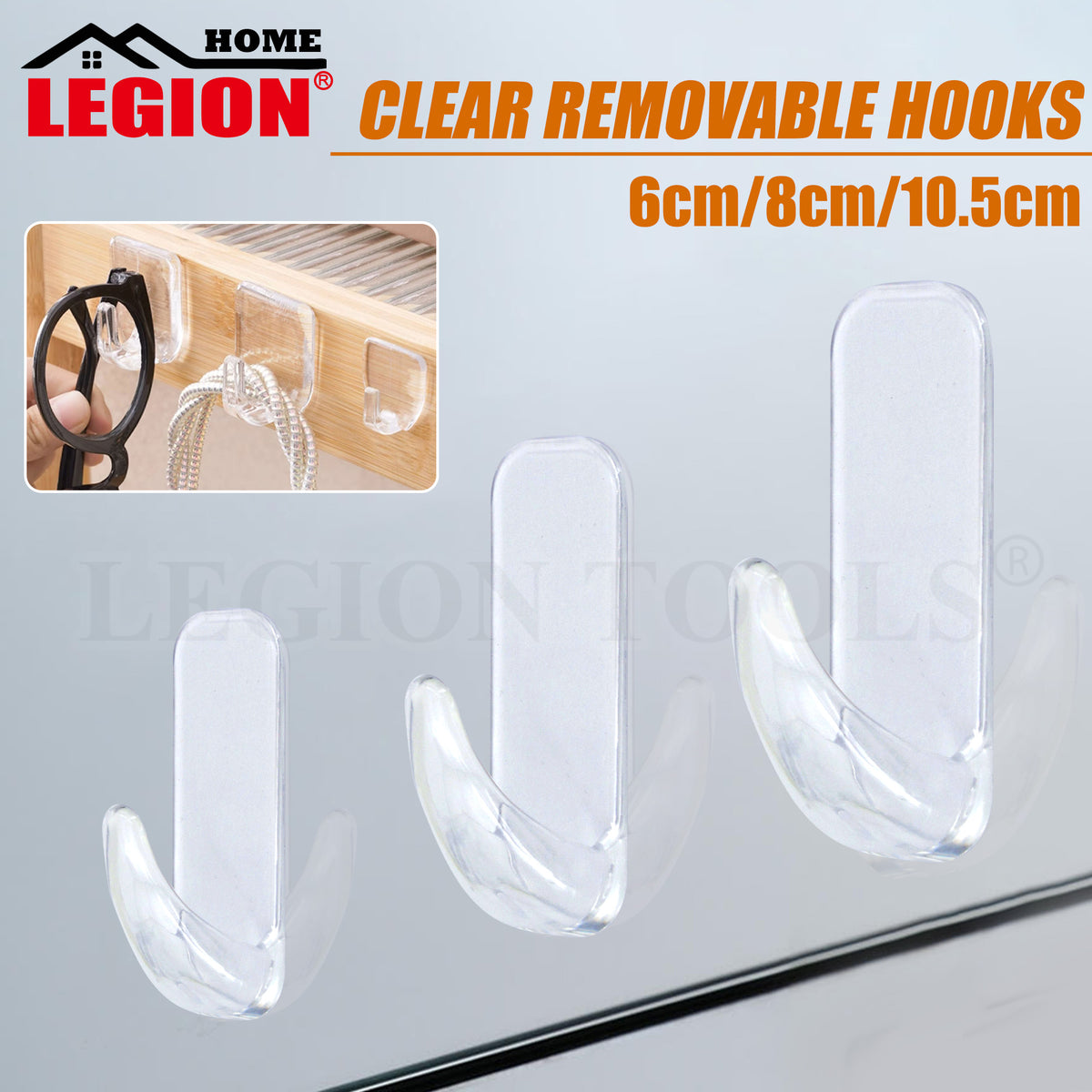 Moveable Hooks Clear Removable Hooks Self Adhesive – Legion Warehouse