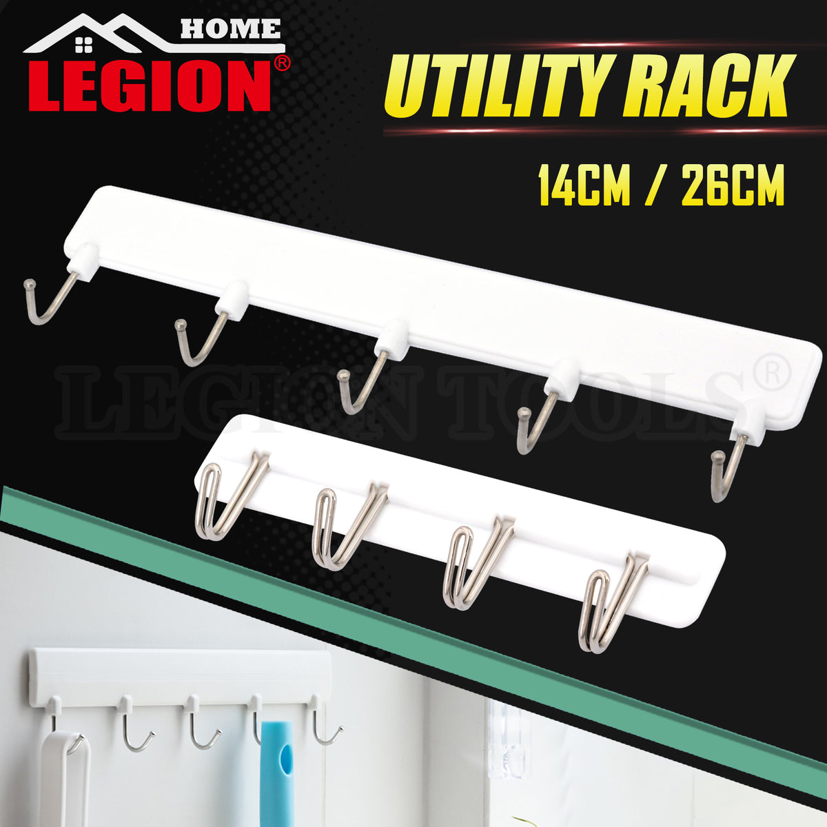 Self Adhesive Multipurpose Hook Rack – Legion Warehouse