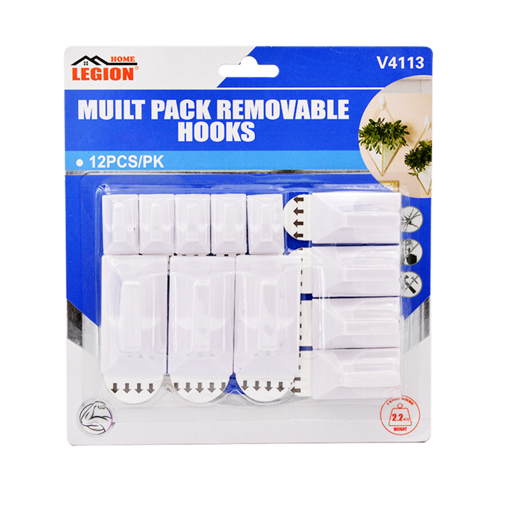 Removable Hooks 3 Sizes Self Adhesive Hook Set
