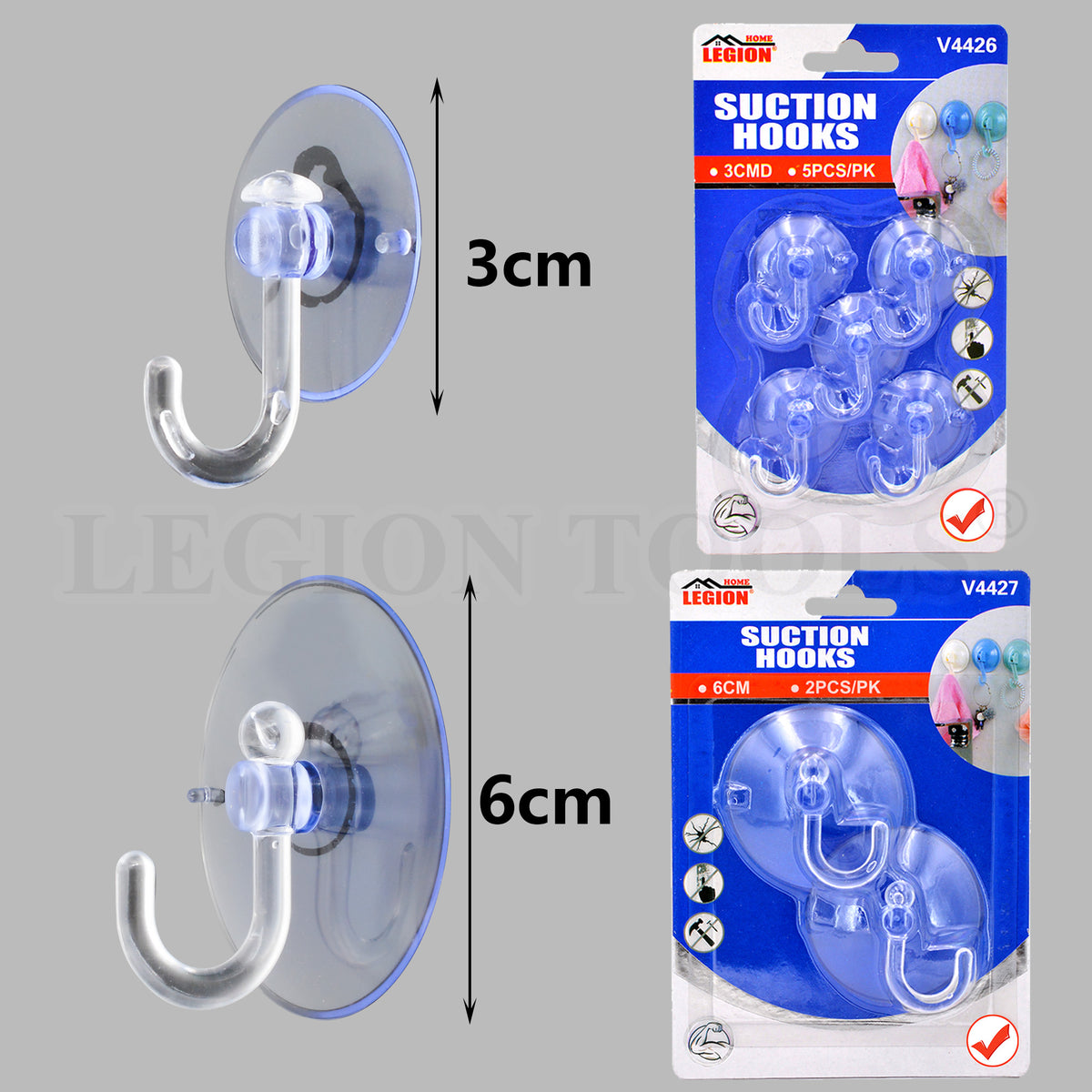 Strong Suction Hooks Clear Legion Warehouse