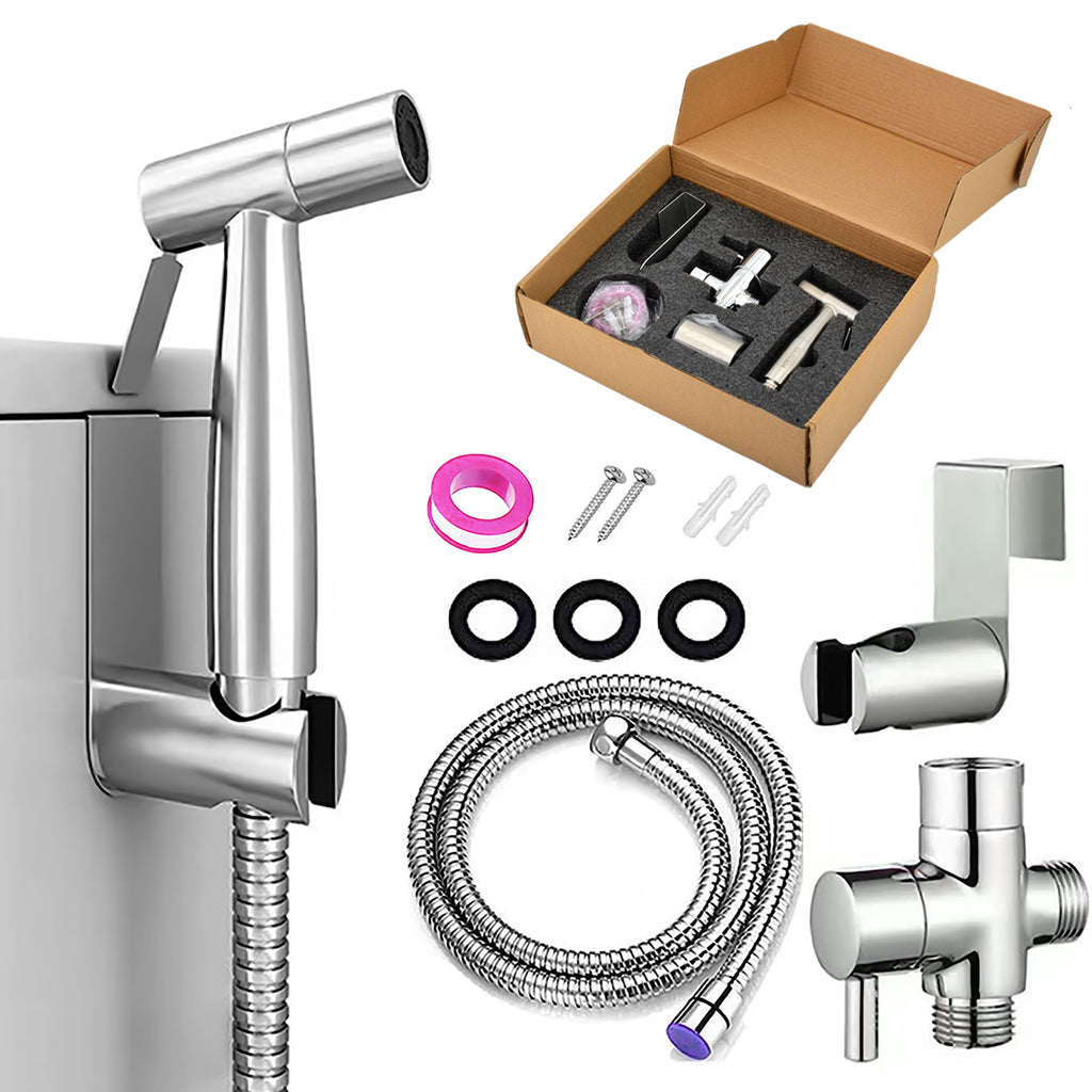 Douche Toilet Bidet Spray Wash Bracket Kit Silver