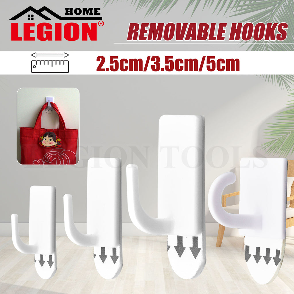 Removable Hooks Self Adhesive Wall Hanging Utility Hook 4 Sizes