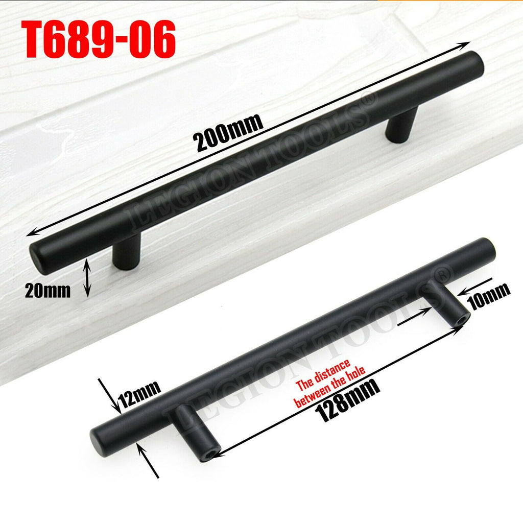 Matte Black Stainless Steel Cabinet Handles 10 Sizes