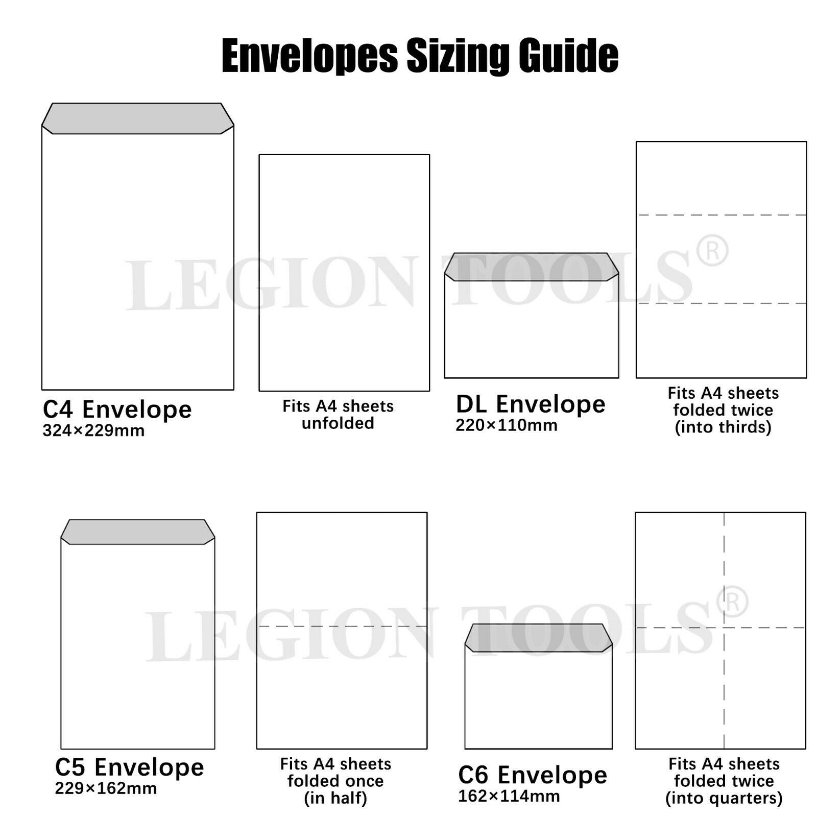 Kraft Envelopes C4 C5 C6 DL – Legion Warehouse