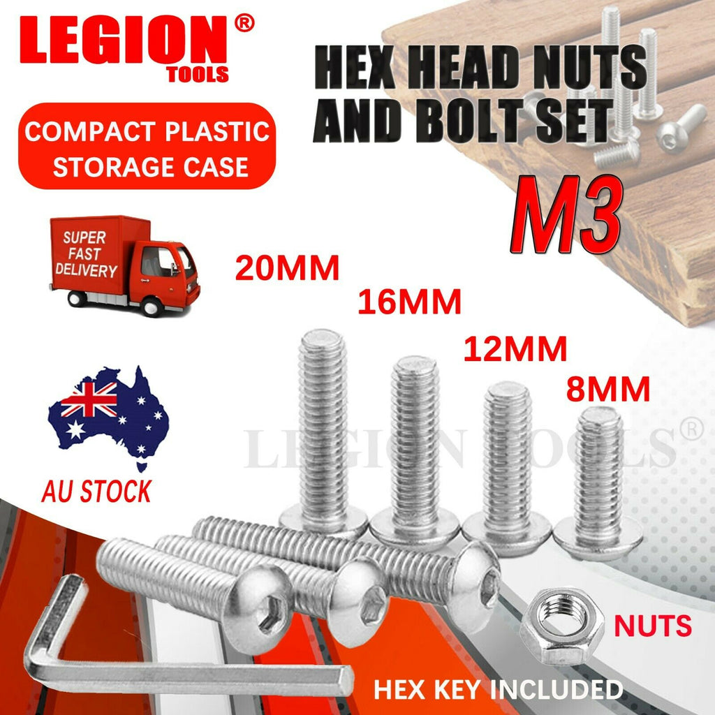 Hex Head Nuts and Bolts Set M3