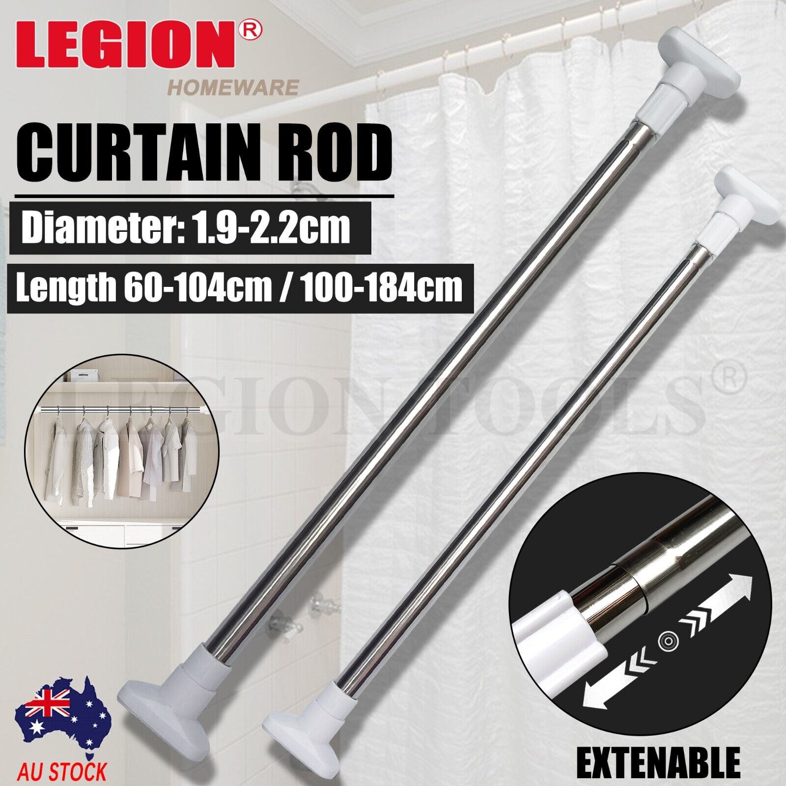 Tension Bar For Curtains Adjustable Curtain Tension Rod 2 Sizes – Legion Warehouse
